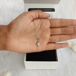 Silver Heart Lock Pendant with Link Chain