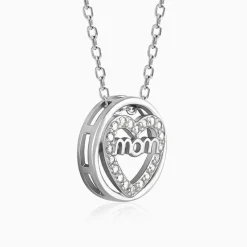 Silver Heart MOM Necklace