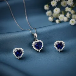 Silver Heart Of The Ocean Set