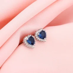 Silver Heart Of The Ocean Studs