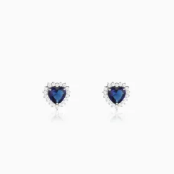 Silver Heart Of The Ocean Studs