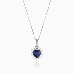 Silver Heart Of The Ocean Pendant With Link Chain