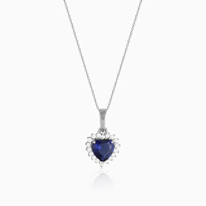 Silver Heart Of The Ocean Pendant With Link Chain