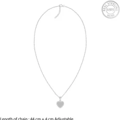 Silver Heart Ray Pendant With Link Chain