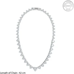 Silver Heart Tennis Necklace