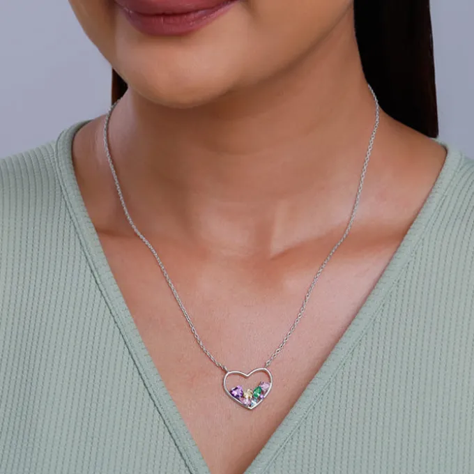 Silver Heart to Heart Necklace