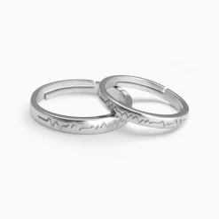 Silver Heartbeat Couple Rings
