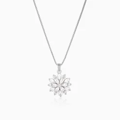 Silver Heavenly Flower Pendant With Box Chain