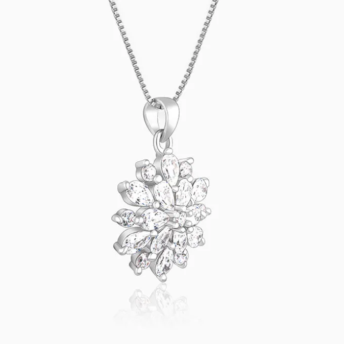 Silver Heavenly Flower Pendant With Box Chain