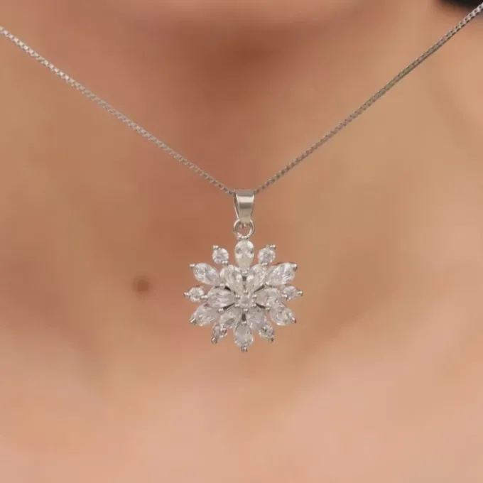Silver Heavenly Flower Pendant With Box Chain
