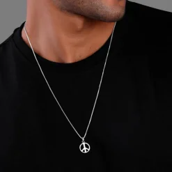 Silver Heavenly Peace Pendant With Box Chain For Him