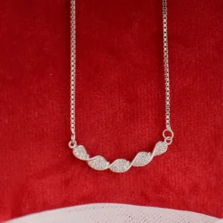 Silver Helix Zircon Necklace