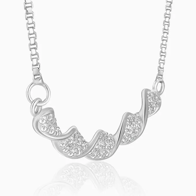 Silver Helix Zircon Necklace