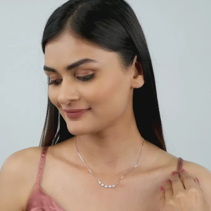 Silver Helix Zircon Necklace