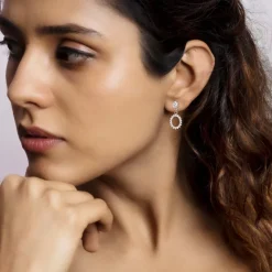 Silver Hollow Zircon Drop Studs