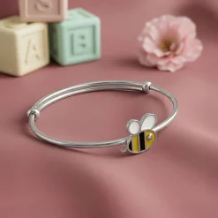 Silver Honey Pop Kids Bangle Bracelet