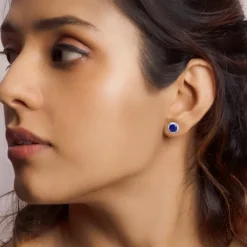 Silver Hypnotic Blue Studs