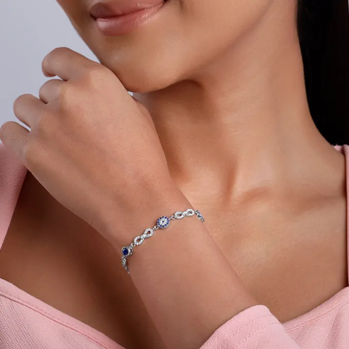 Silver Infinity Evil Eye Bracelet