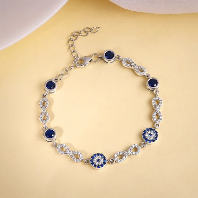 Silver Infinity Evil Eye Bracelet