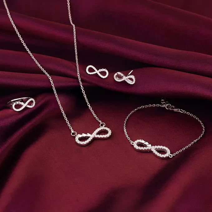 Silver Infinity Heart Set Of Four