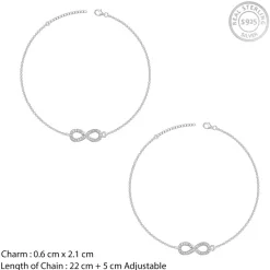 Silver Infinity Zircon Anklet