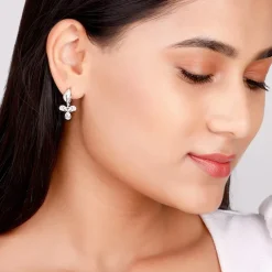 Silver Iris Flower Earrings