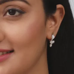 Silver Iris Flower Earrings