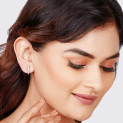 Silver Jazzy Semi-Hoop Earrings