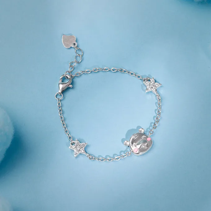 Silver Kitten Charm Kids Bracelet (0 - 2 Years)