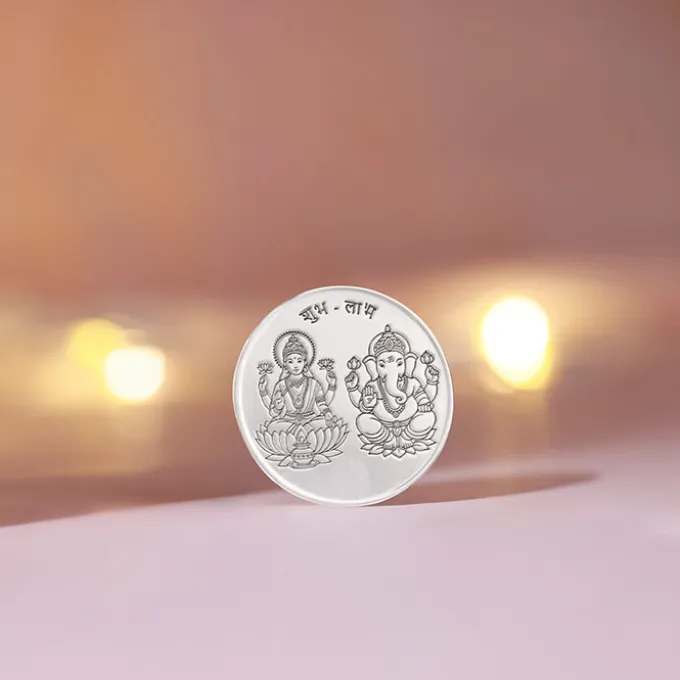 Silver Laxmi & Ganpati Coin - (10g)