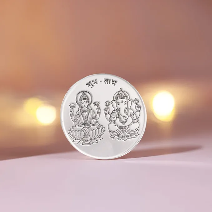 Silver Laxmi & Ganpati Coin - (20g)