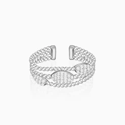 Silver Layered Bead Ring