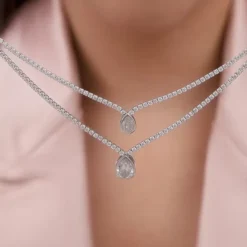 Silver Layered Drop necklace