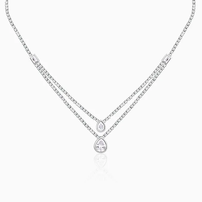 Silver Layered Drop necklace