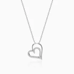 Silver Layered Heart Pendant