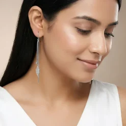 Silver Leaf Bead Sui Dhaga Earrings