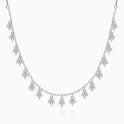Silver Leaf Fringe Choker Necklace