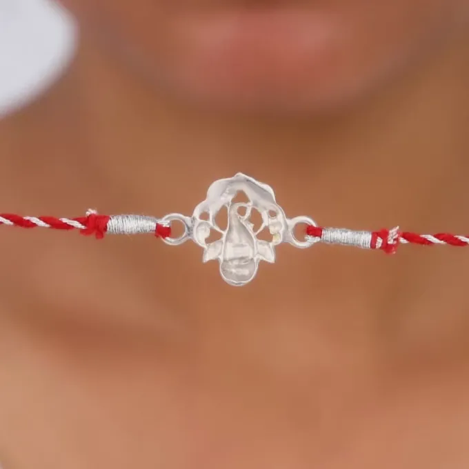 Silver Leaf Ganesha Rakhi