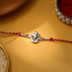 Silver Leaf Ganesha Rakhi