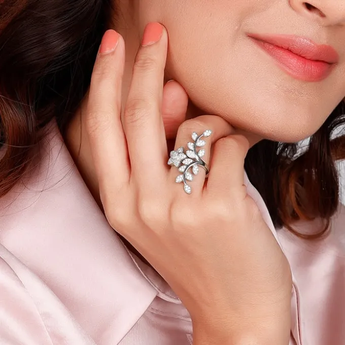 Silver Leaf Statement Ring