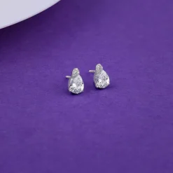 Silver Leafy Teardrop Earrings