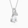 Silver Leafy Teardrop Pendant With Link Chain