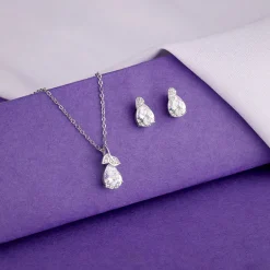 Silver Leafy Teardrop Set