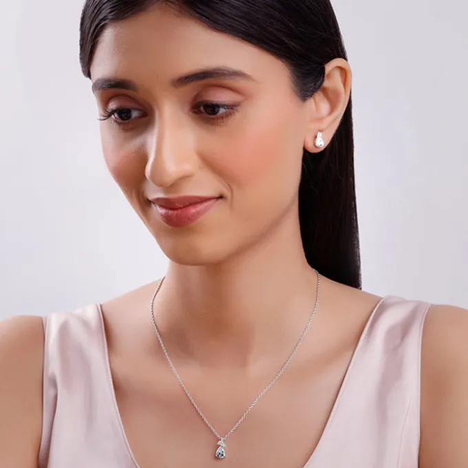 Silver Leafy Teardrop Set