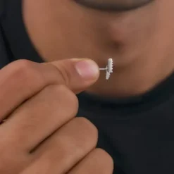 Silver Lightning Spark Stud For Him