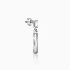 Silver Linear Drift Earring For Him