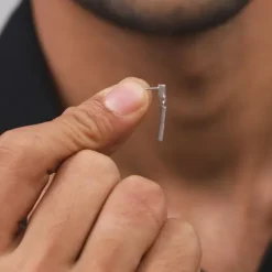 Silver Linear Drift Earring For Him
