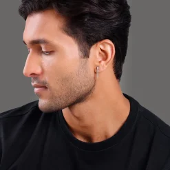 Silver Linear Drift Earring For Him