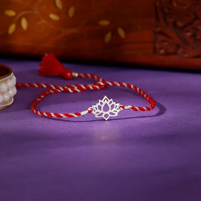 Silver Lotus Rakhi