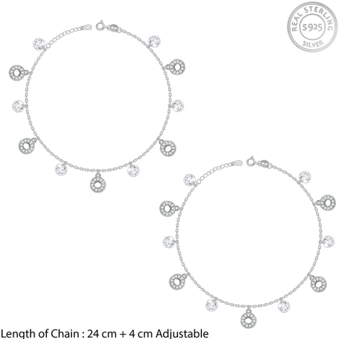 Silver Love and Light Anklet